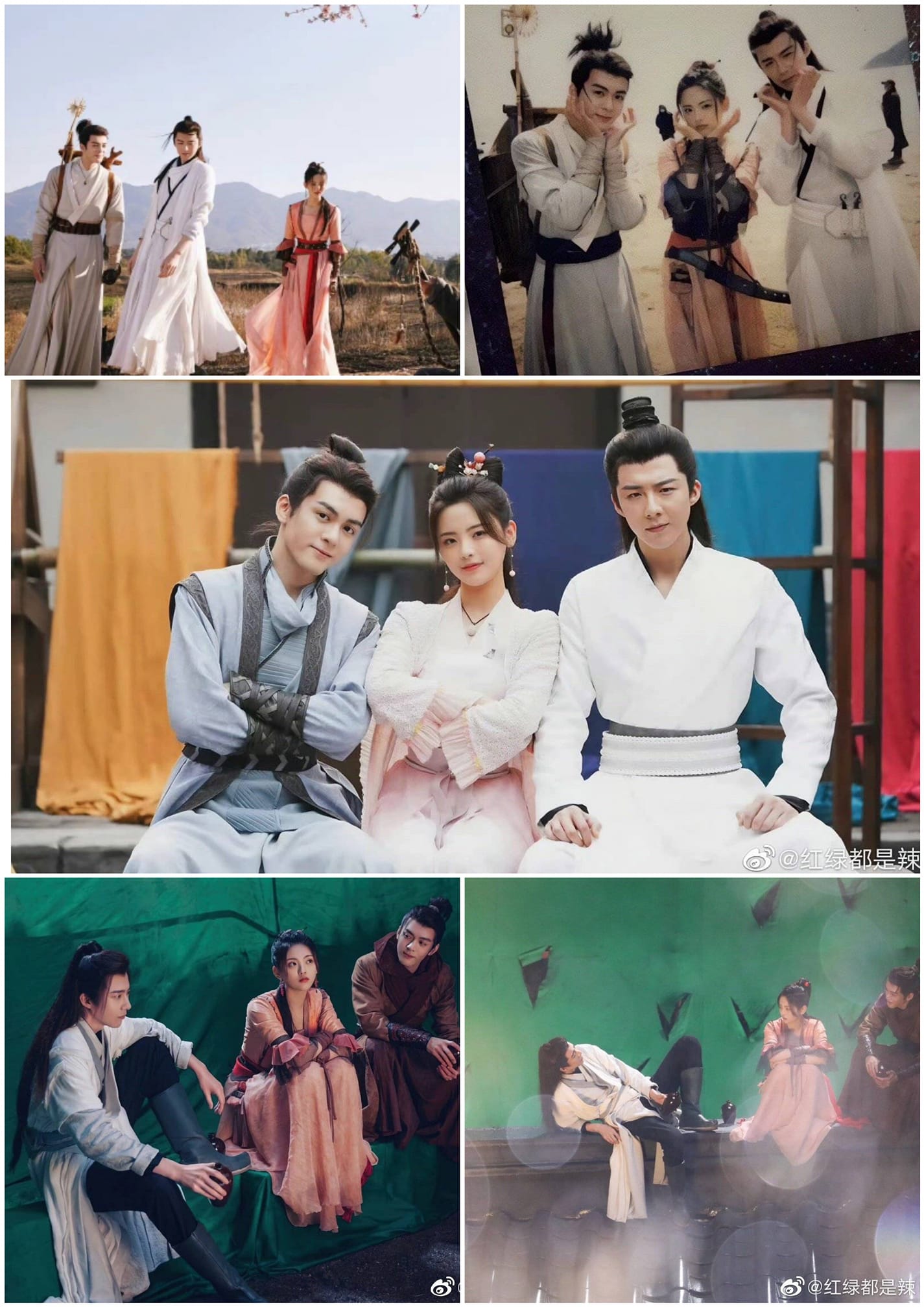 Hình ảnh hậu trường dễ thương phim Luận Anh Hùng Ai Xứng Danh Anh Hùng của Tằng Thuấn Hy, Dương Siêu Việt , Lưu Vũ Ninh.