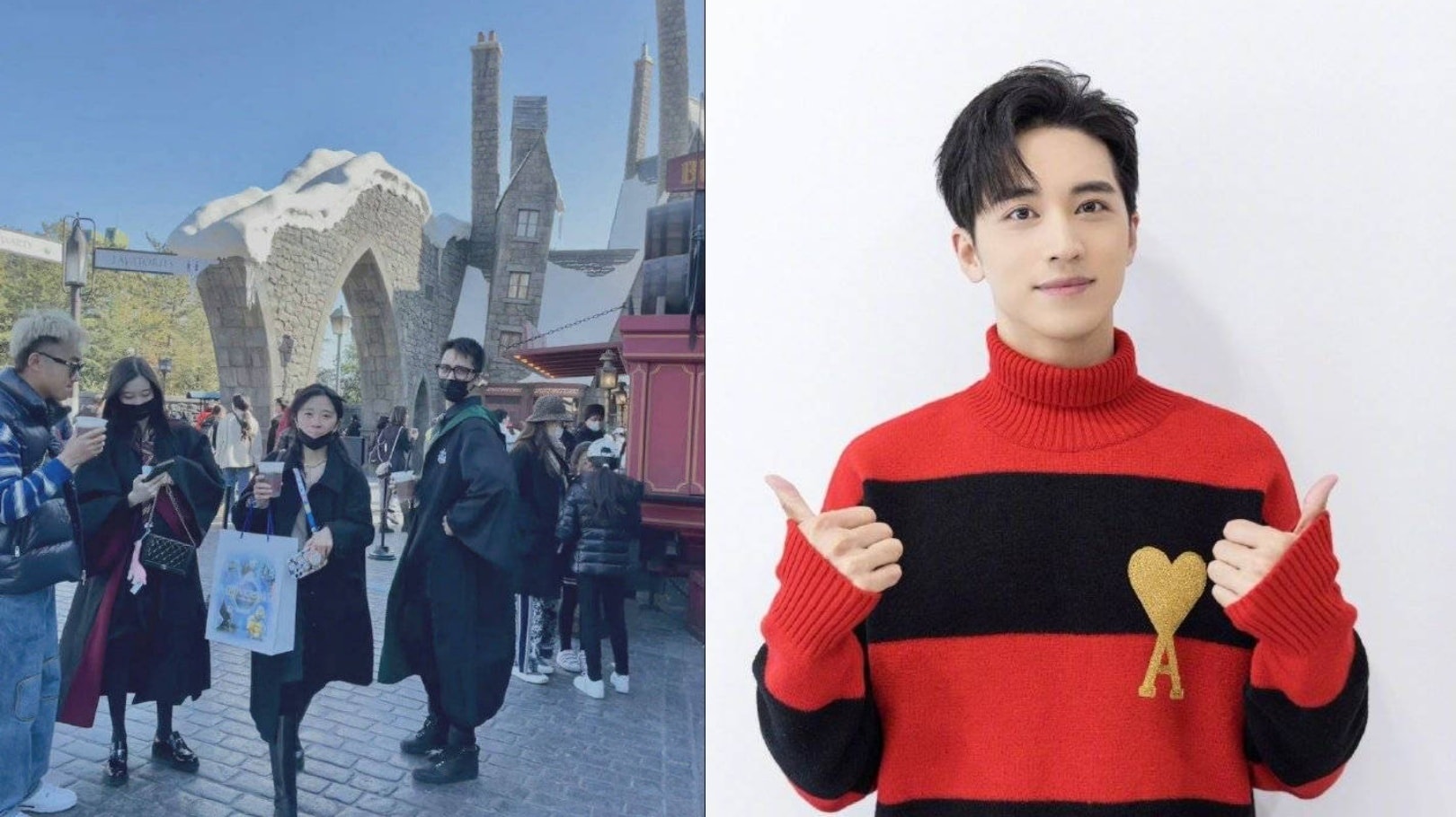 Mới đây, cư dân mạng bắt gặp Hứa Ngụy Châu và vợ đi chơi ở công viên giải trí