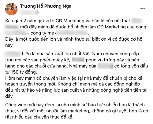 Hoa hậu Trương Hồ Phương Nga thông báo được bổ nhiệm làm giám đốc marketing của công ty mẹ Hoa hậu Trương Hồ Phương Nga thông báo được bổ nhiệm làm giám đốc marketing của công ty mẹ