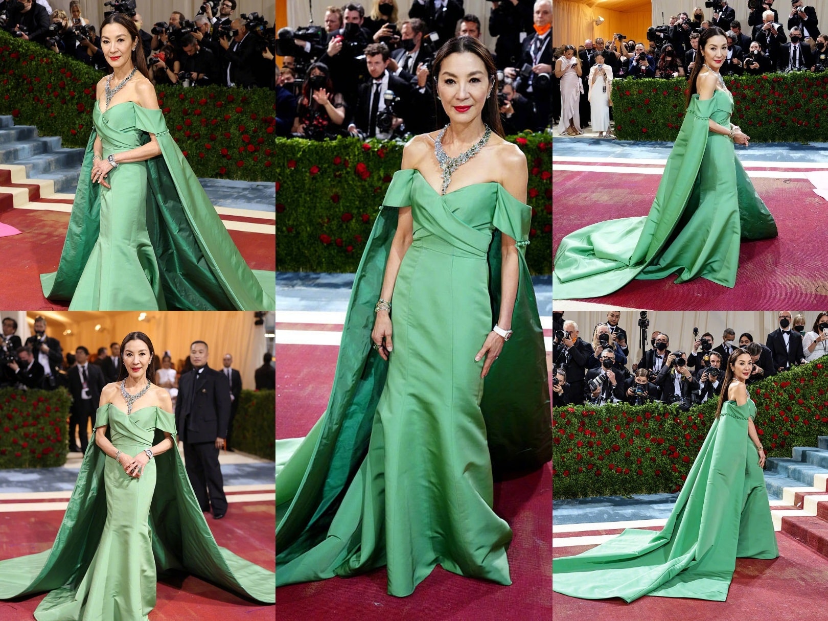 Nữ diễn viên gạo cội Dương Tử Quỳnh xuất hiện trên thảm đỏ Met Gala 2022 với chiếc váy màu xanh lá cây của Phillip Lim, gây ấn tượng bởi nét quyến rũ quý phái sang trọng 