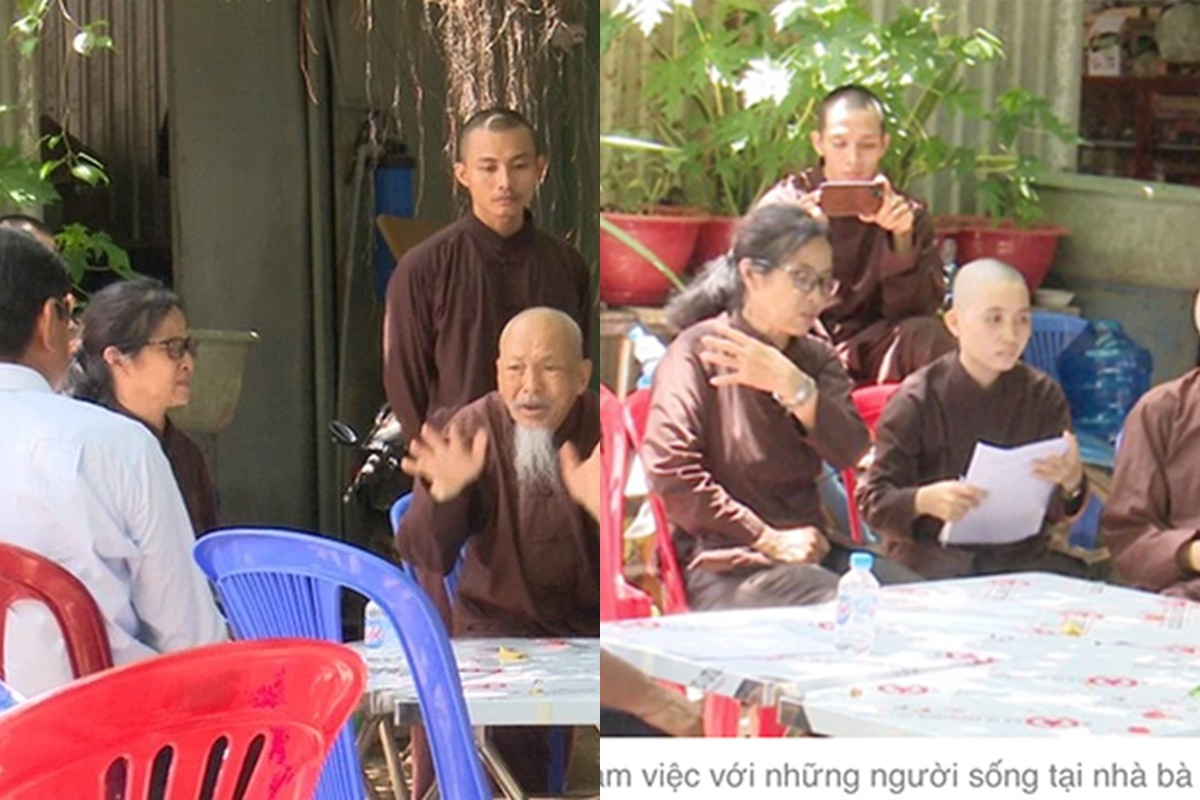 Bà Cao Thị Cúc thường xuyên 'đồng hành' cùng thầy ông nội trong mỗi lần làm việc với cơ quan chức năng