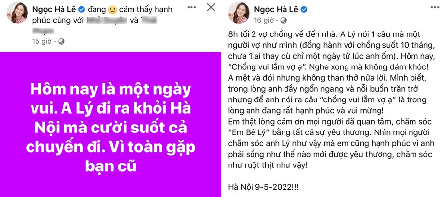 Bà xã Công Lý thường xuyên đăng tải thông tin về chồng lên MXH