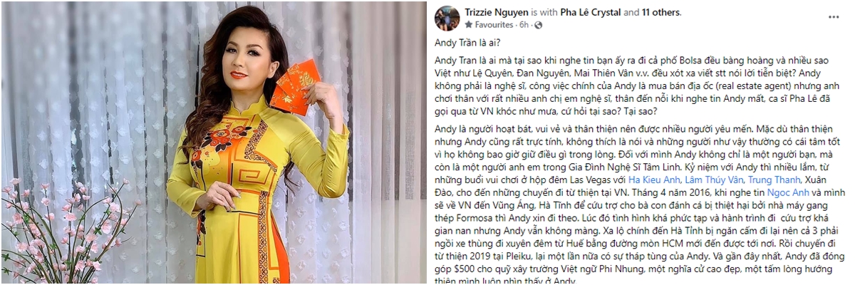 Trizzie Phương Trinh khiến khán giả ngỡ ngàng khi đăng tải bài viết thông báo tin tang sự