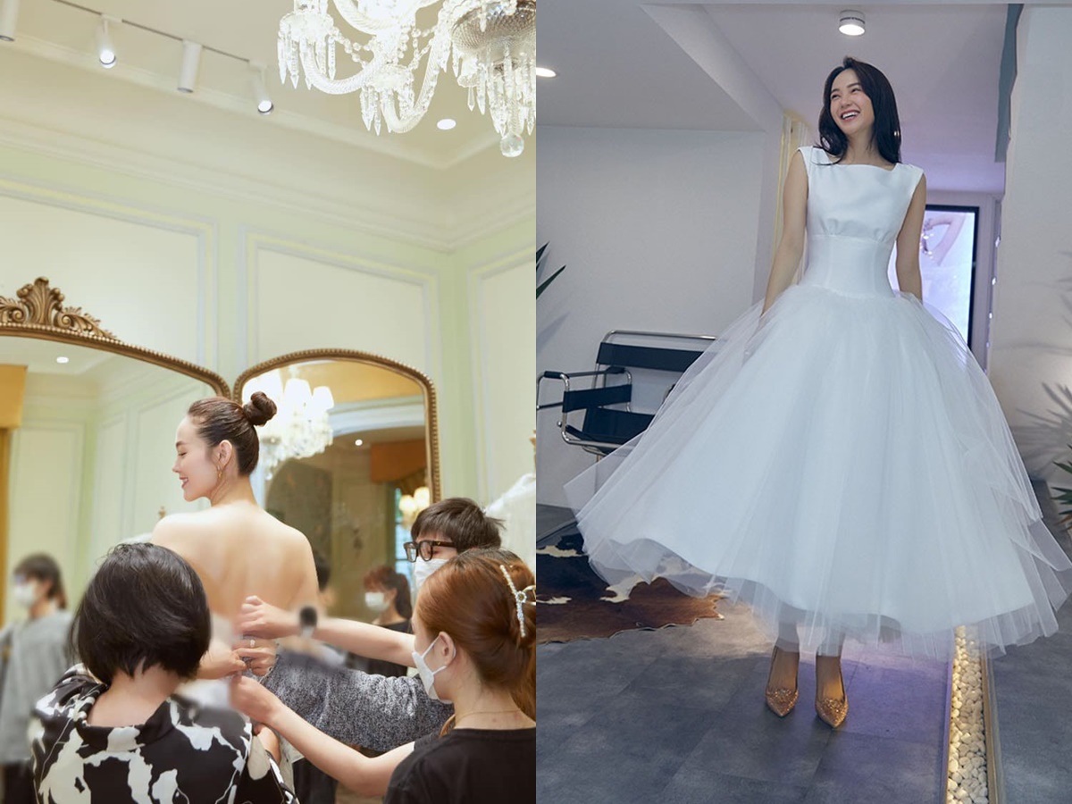 Diễn viên Khả Ngân đã chia sẻ hình ảnh đưa Minh Hằng đi thử váy cưới.