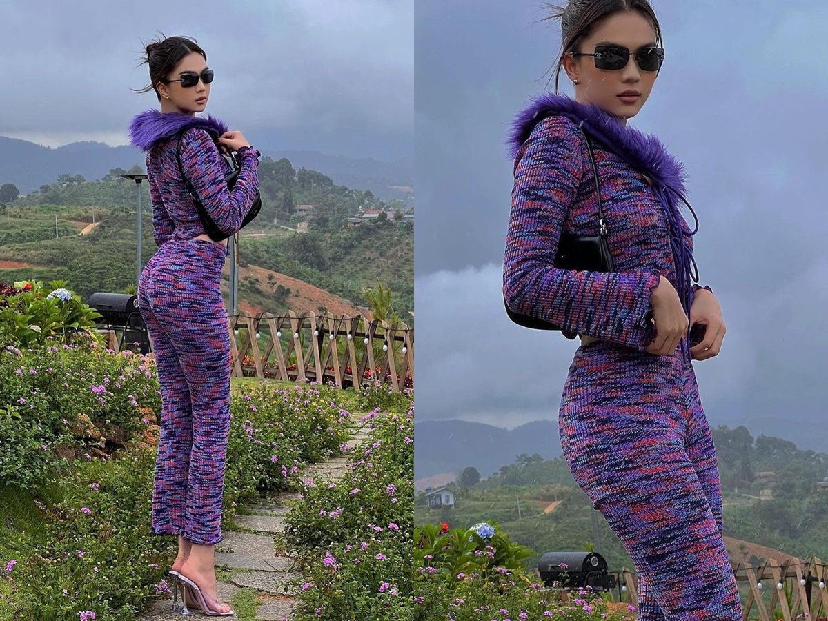 Ngọc Trinh ăn vận kín đáo, hóa thân thành quý cô thời thượng với outfit ngập tràn sắc tím