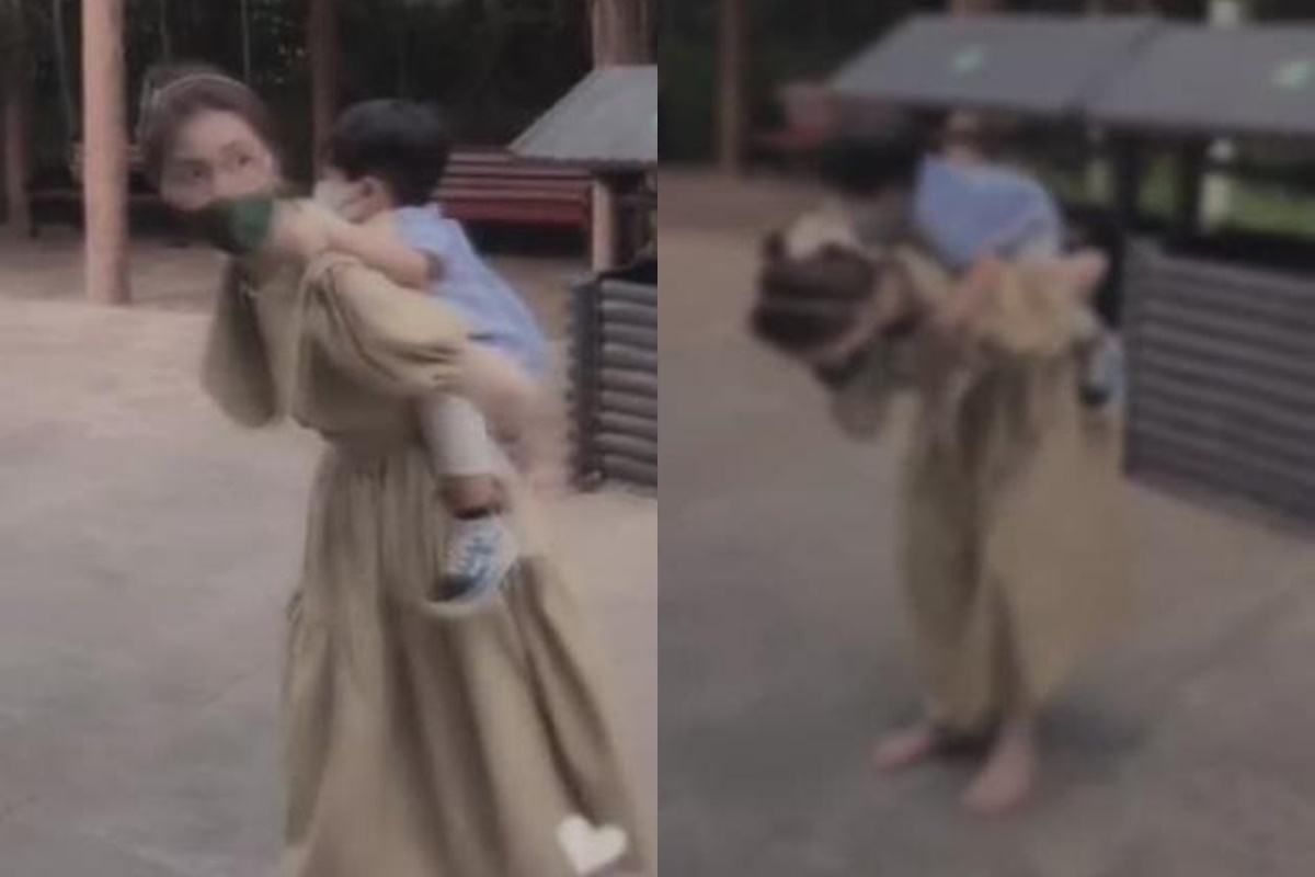 Cư dân mạng truyền tay nhau chia sẻ đoạn clip ghi lại cảnh hai mẹ con Hòa Minzy xuất hiện tại một khu vui chơi