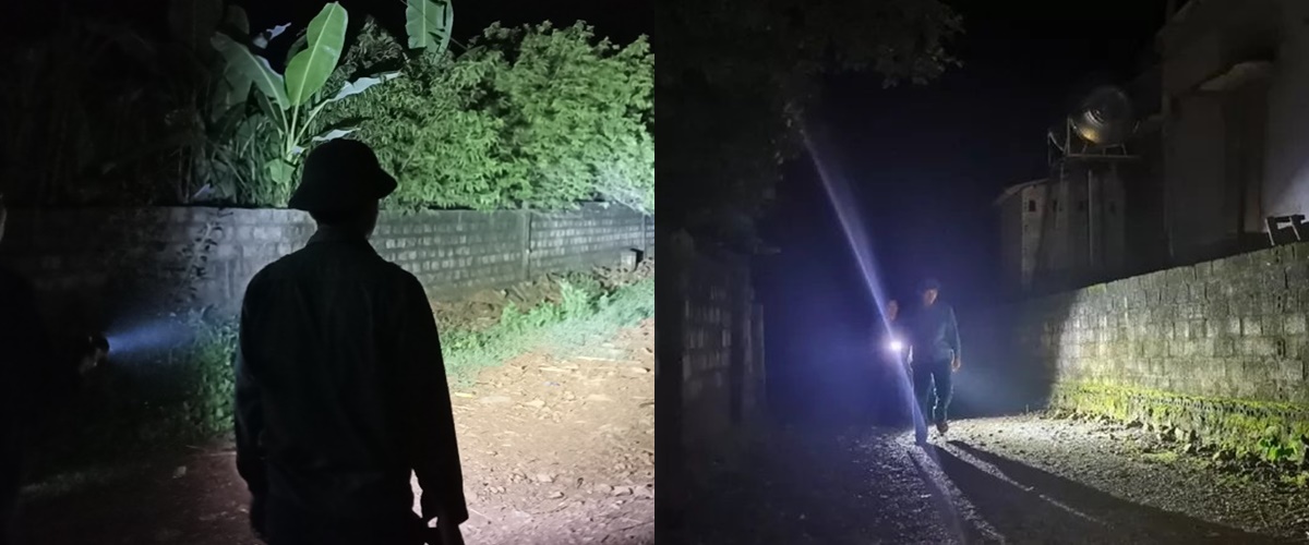 Mọi người và phương tiện ra vào khu vực xã đều phải dừng xe để kiểm tra.  Công tác kiểm soát tiến hành thâu đêm.