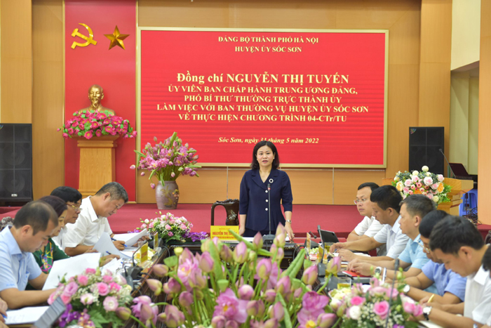 Phó Bí thư Thường trực Thành ủy Nguyễn Thị Tuyến phát biểu kết luận buổi làm việc Phó Bí thư Thường trực Thành ủy Nguyễn Thị Tuyến phát biểu kết luận buổi làm việc