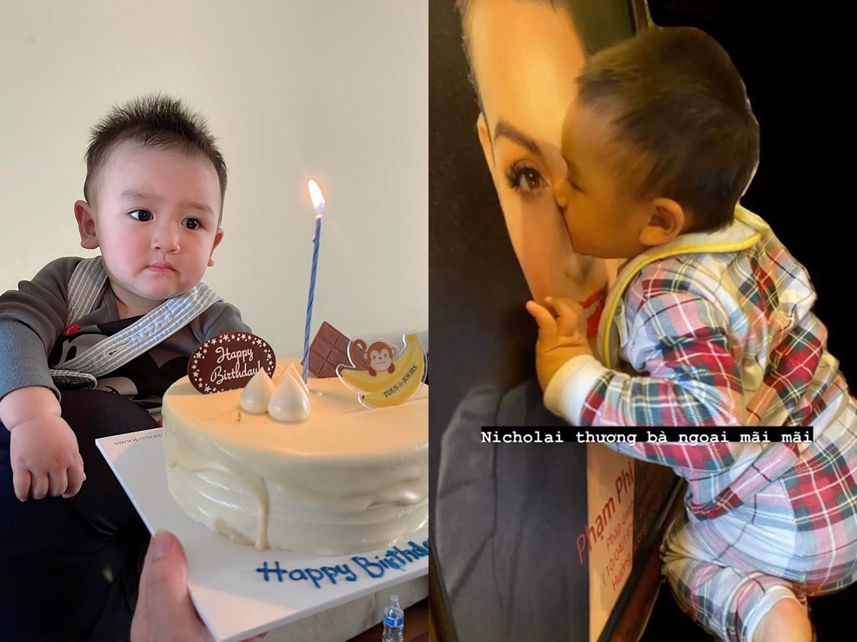 Wendy Phạm cũng khiến cư dân mạng khóc nghẹn khi đăng tải khoảnh khắc đầy xúc động của con trai mình hôn lên hình ảnh thuở sinh thời của bà ngoại