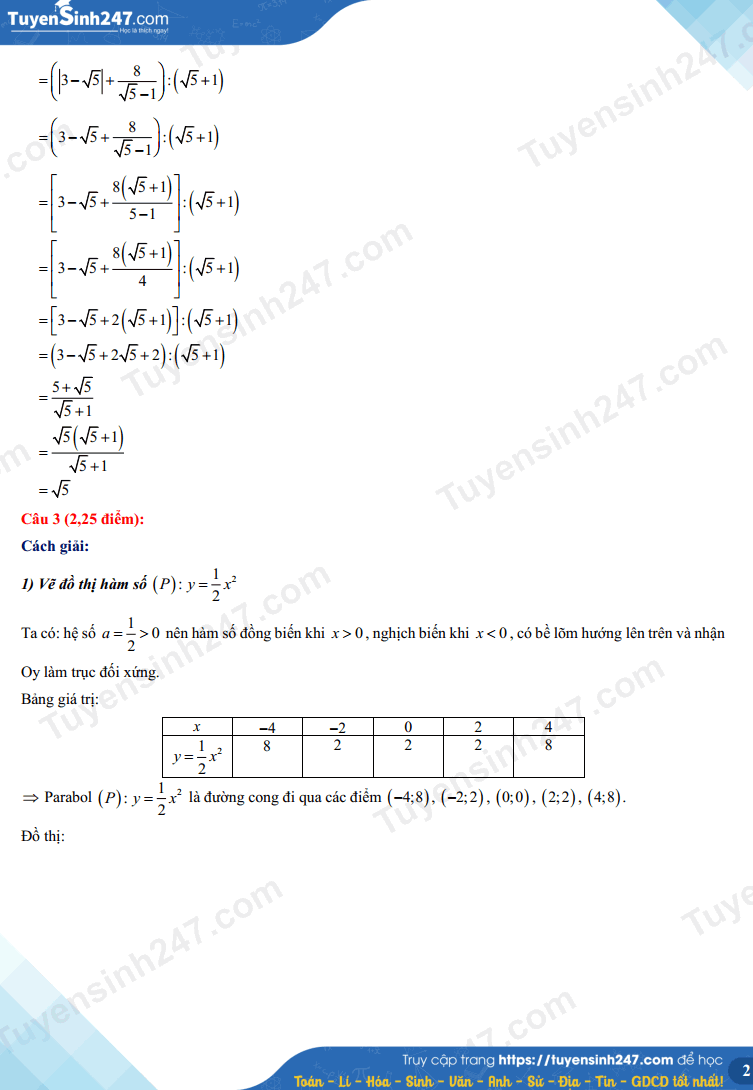 Đáp án đề thi môn Toán kỳ thi tuyển sinh lớp 10 tỉnh Đồng Nai năm 2022 3