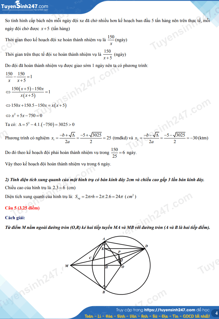 Đáp án đề thi môn Toán kỳ thi tuyển sinh lớp 10 tỉnh Đồng Nai năm 2022 5