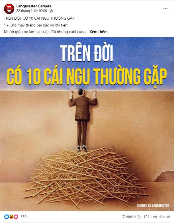 Sự nghiệp thăng hoa nhờ follow fanpage tuyển dụng lớn nhất Việt Nam Langmaster Careers - Ảnh 2 Sự nghiệp thăng hoa nhờ follow fanpage tuyển dụng lớn nhất Việt Nam Langmaster Careers - Ảnh 2