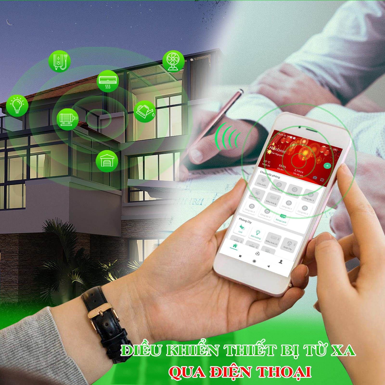 Nhà thông minh Hunonic điều khiển thiết bị từ xa bằng điện thoại Nhà thông minh Hunonic điều khiển thiết bị từ xa bằng điện thoại