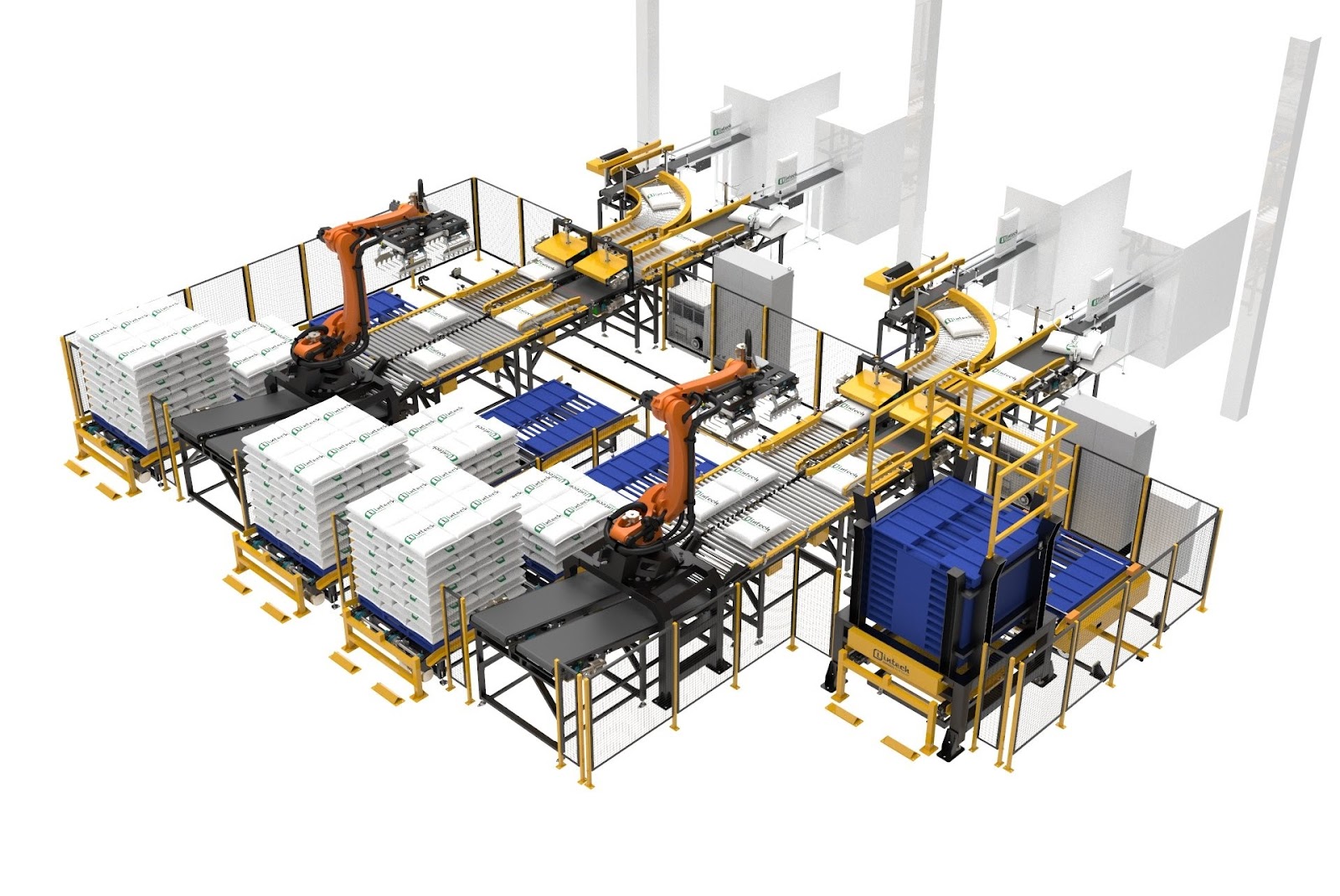 Hệ thống Robot gắp bao lên pallet tự động 