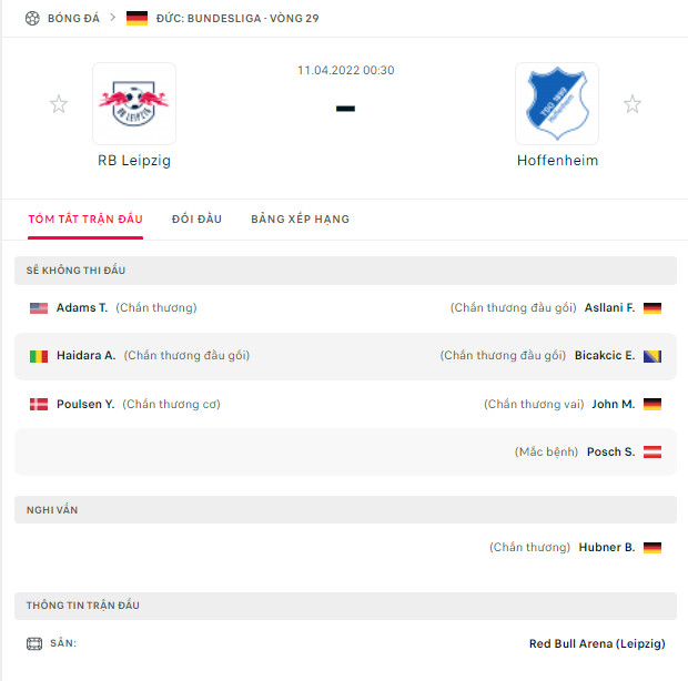 Nhận định Leipzig vs Hoffenheim (0h30 11/04/2022) vòng 29 Bundesliga: Thế trận cân bằng - Ảnh 1