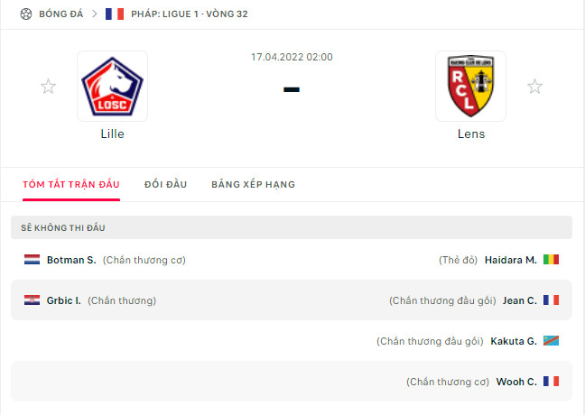 Nhận định Lille vs Lens (2h 17/04/2022) vòng 32 Ligue 1: Vị khách khó chịu - Ảnh 1 Nhận định Lille vs Lens (2h 17/04/2022) vòng 32 Ligue 1: Vị khách khó chịu - Ảnh 1