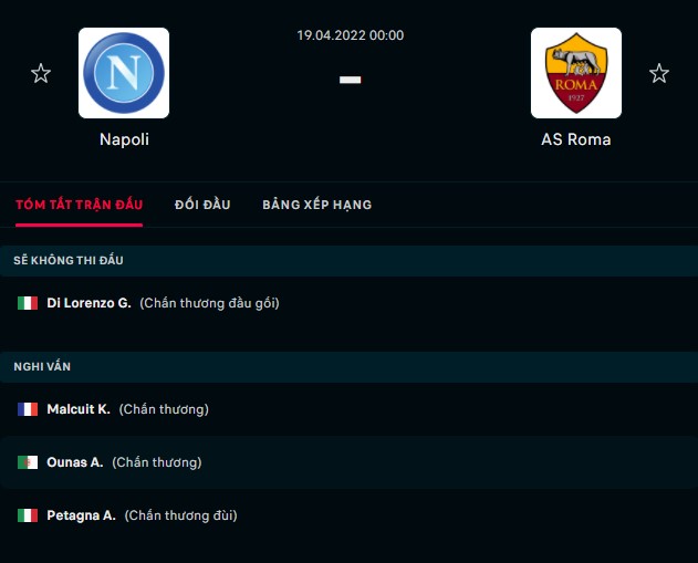 Nhận định Napoli vs AS Roma (0h 19/04/2022) vòng 33 Serie A: Tiếp tục bám đuổi - Ảnh 1 Nhận định Napoli vs AS Roma (0h 19/04/2022) vòng 33 Serie A: Tiếp tục bám đuổi - Ảnh 1