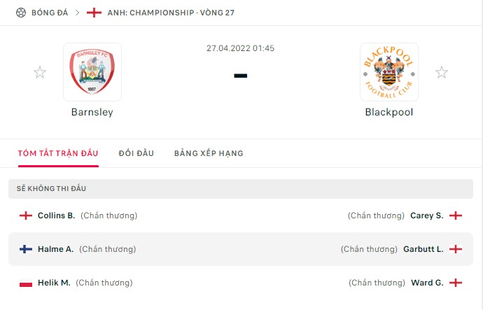 Nhận định Barnsley vs Blackpool (1h45 27/04/2022) vòng 27 Hạng nhất Anh: Chìm sâu trong khủng hoảng - Ảnh 1 Nhận định Barnsley vs Blackpool (1h45 27/04/2022) vòng 27 Hạng nhất Anh: Chìm sâu trong khủng hoảng - Ảnh 1