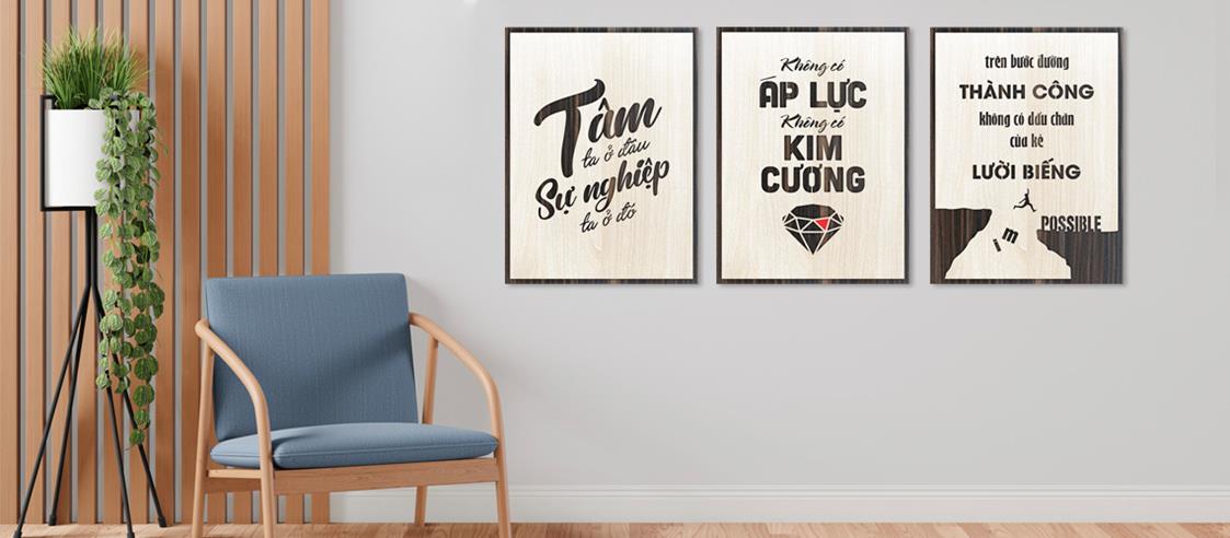 Xưởng tranh slogan Levushop: Ý tưởng tranh tạo động lực từ gỗ sáng tạo - Ảnh 1
