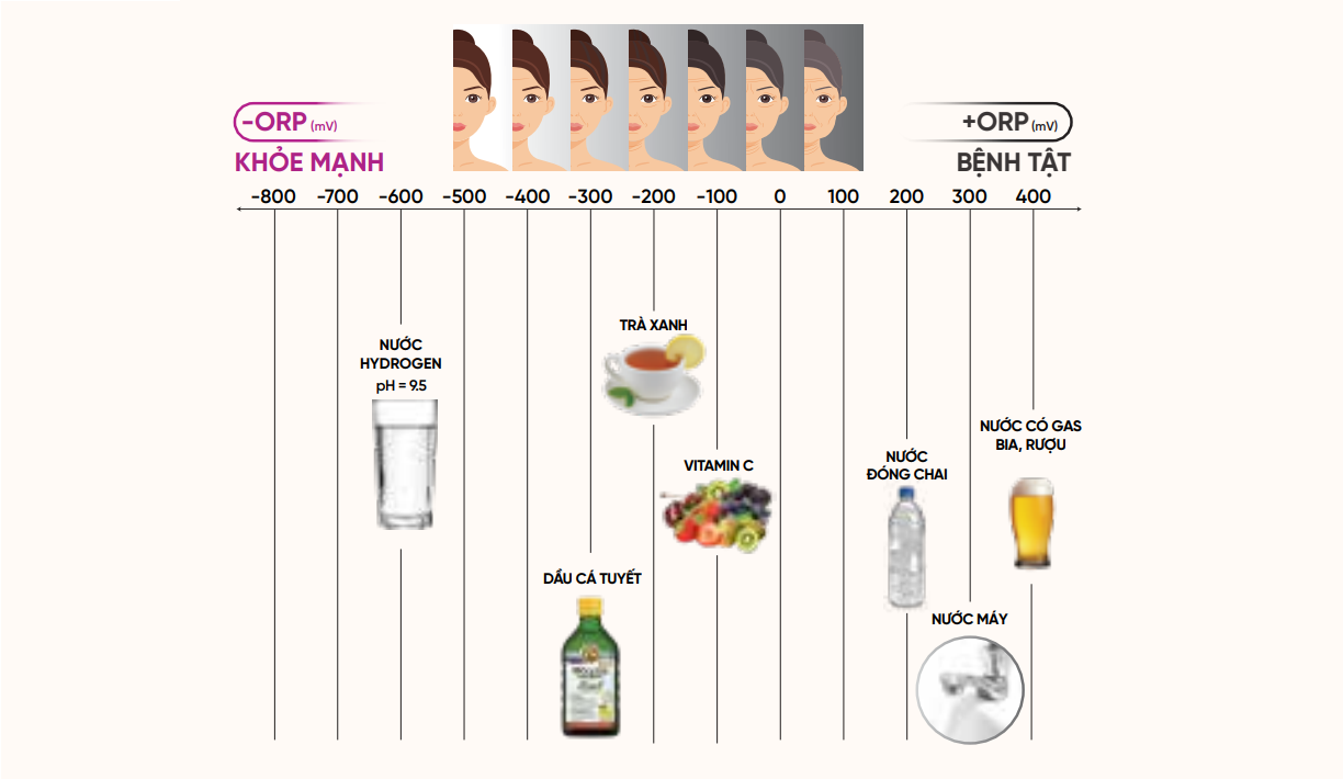Nước Hydrogen có chỉ số ORP âm sâu, tăng cường khả năng chống oxy hóa