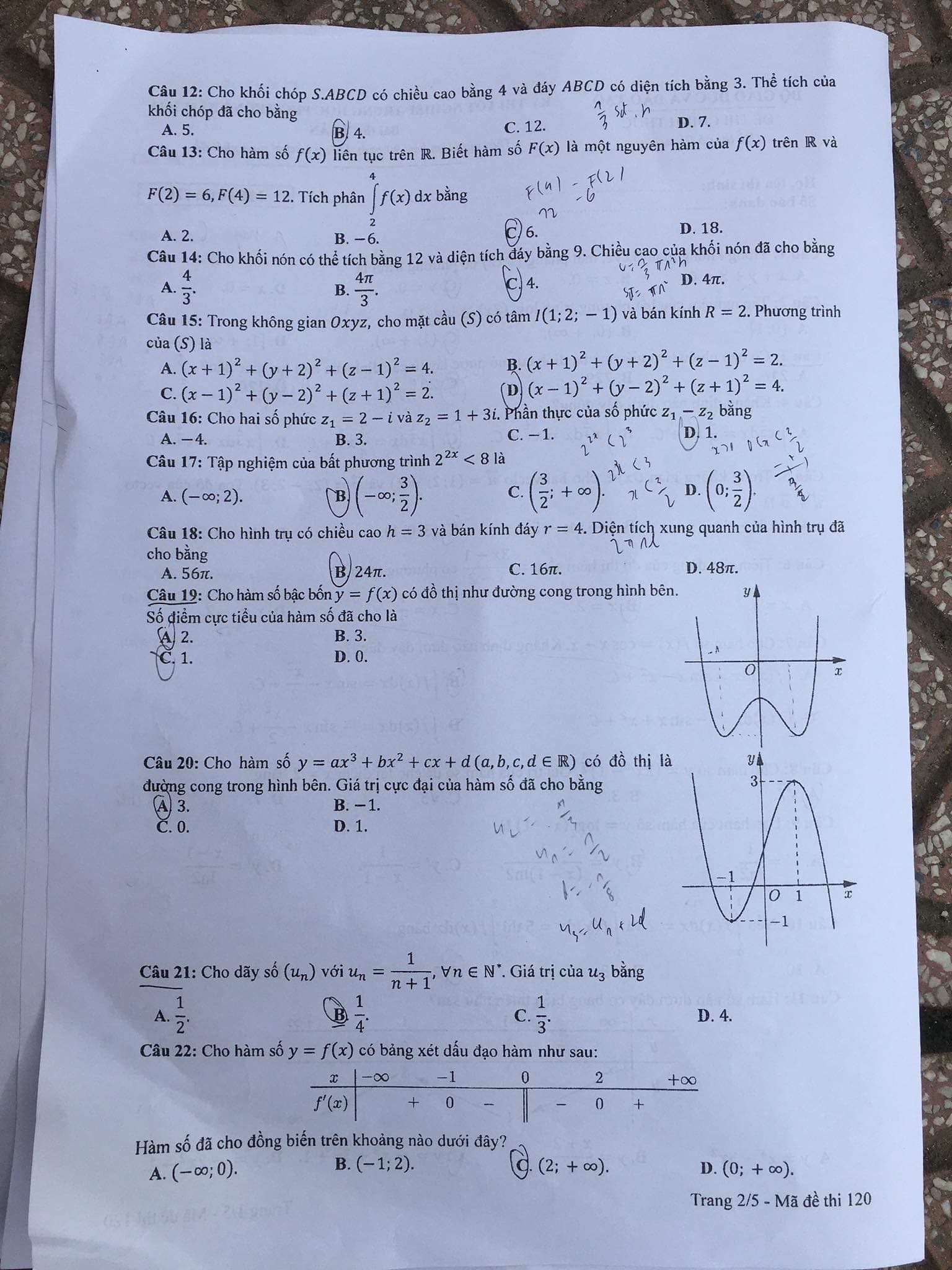 Đáp án môn Toán mã đề 120 kỳ thi tốt nghiệp THPT 2023 - Ảnh 2