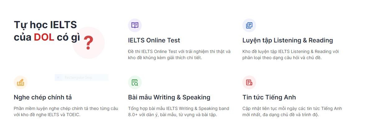 Những tiện ích tuyệt vời trên website Tự học IELTS của DOL English  