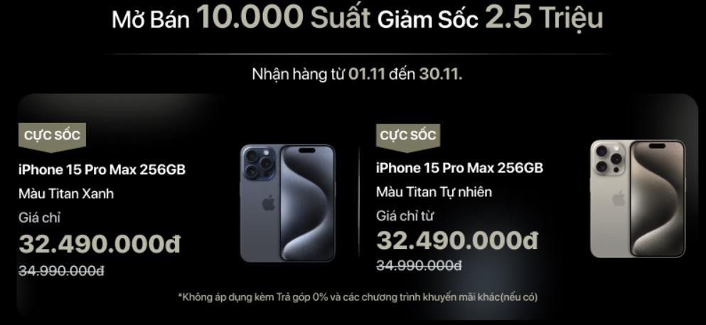Thế Giới Di Động giảm sốc 2,5 triệu cho hai phiên bản của iPhone 15 Pro Max 256GB Thế Giới Di Động giảm sốc 2,5 triệu cho hai phiên bản của iPhone 15 Pro Max 256GB
