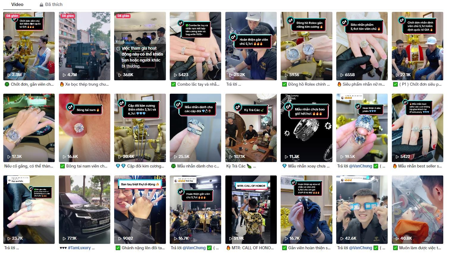 Kênh tiktok thu hút lượng lớn khách hàng vào xem và tương tác