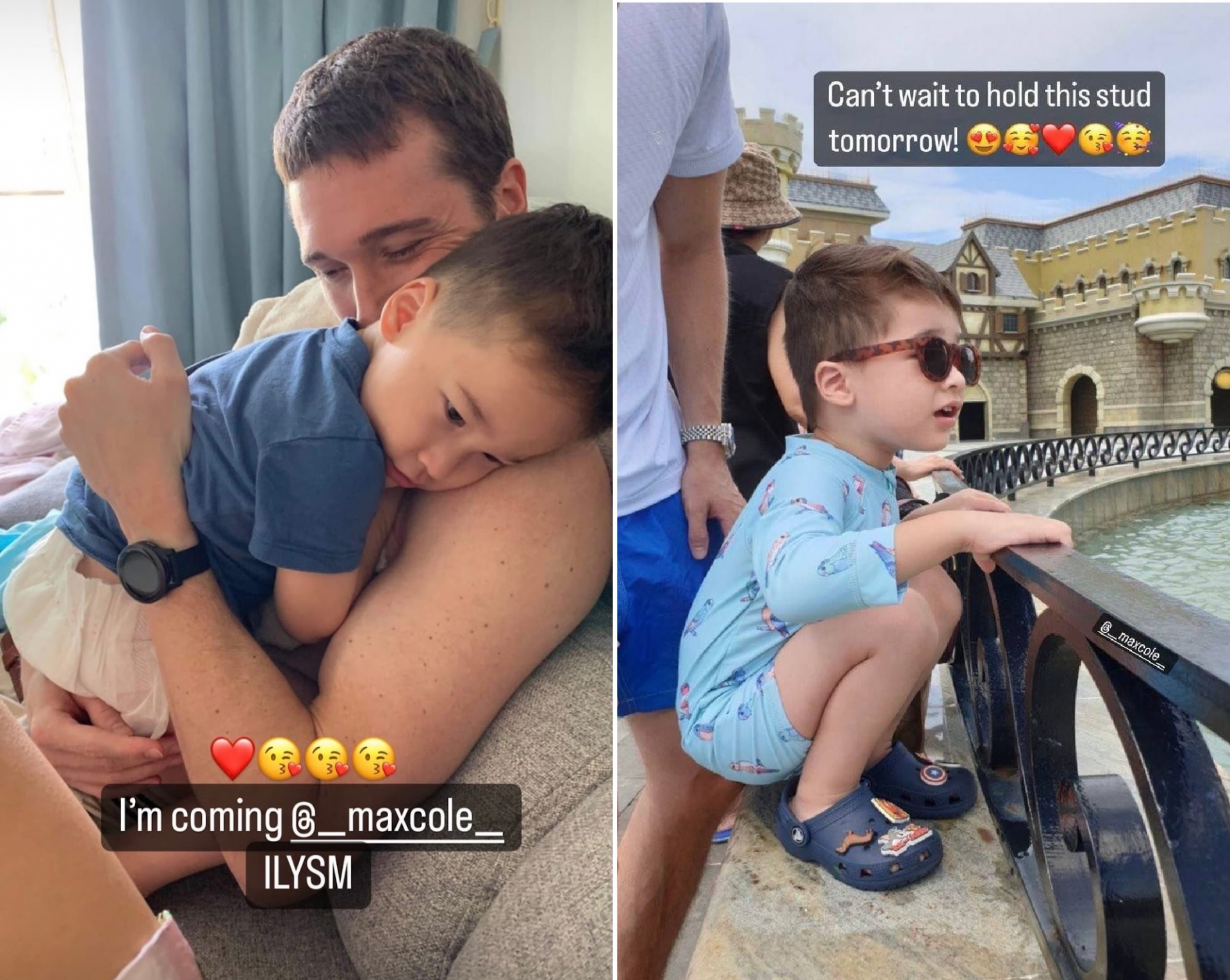 Hậu vướng tin đồn có tình mới, chồng cũ Hoàng Oanh đăng hình ảnh con trai. Ảnh chụp màn hình