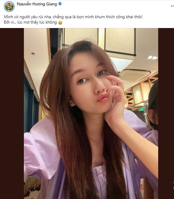 Hương Giang khoe có người yêu nhưng hóa ra lại là cú lừa. Ảnh chụp màn hình