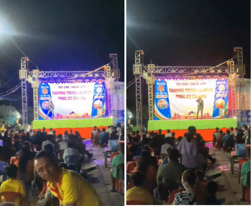 Hình ảnh một ca sĩ hội chợ trình diễn được dân mạng đồn đoán là Jack. Ảnh cắt từ video