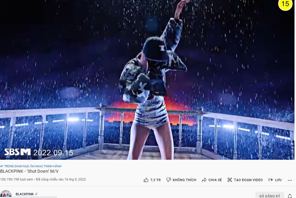 'Shut Down' của BlackPink đạt 100 triệu view sau 5 ngày ra mắt. ảnh chụp màn hình