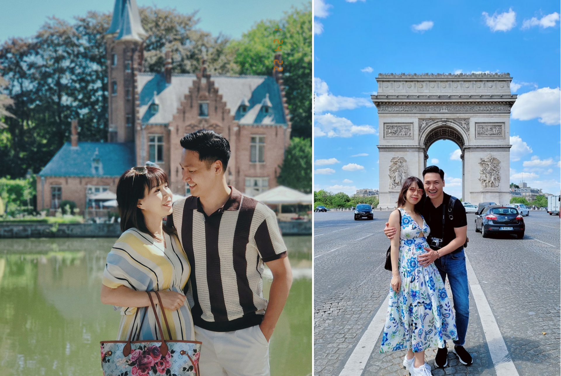 Mạnh Trường cùng vợ đi du lịch nước ngoài trước khi đón em bé thứ 3 chào đời. Ảnh FBNV