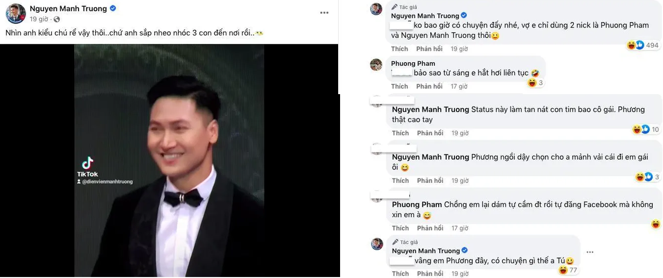 Bài đăng mới nhất của Mạnh Trường gây chú ý. Ảnh chụp màn hình