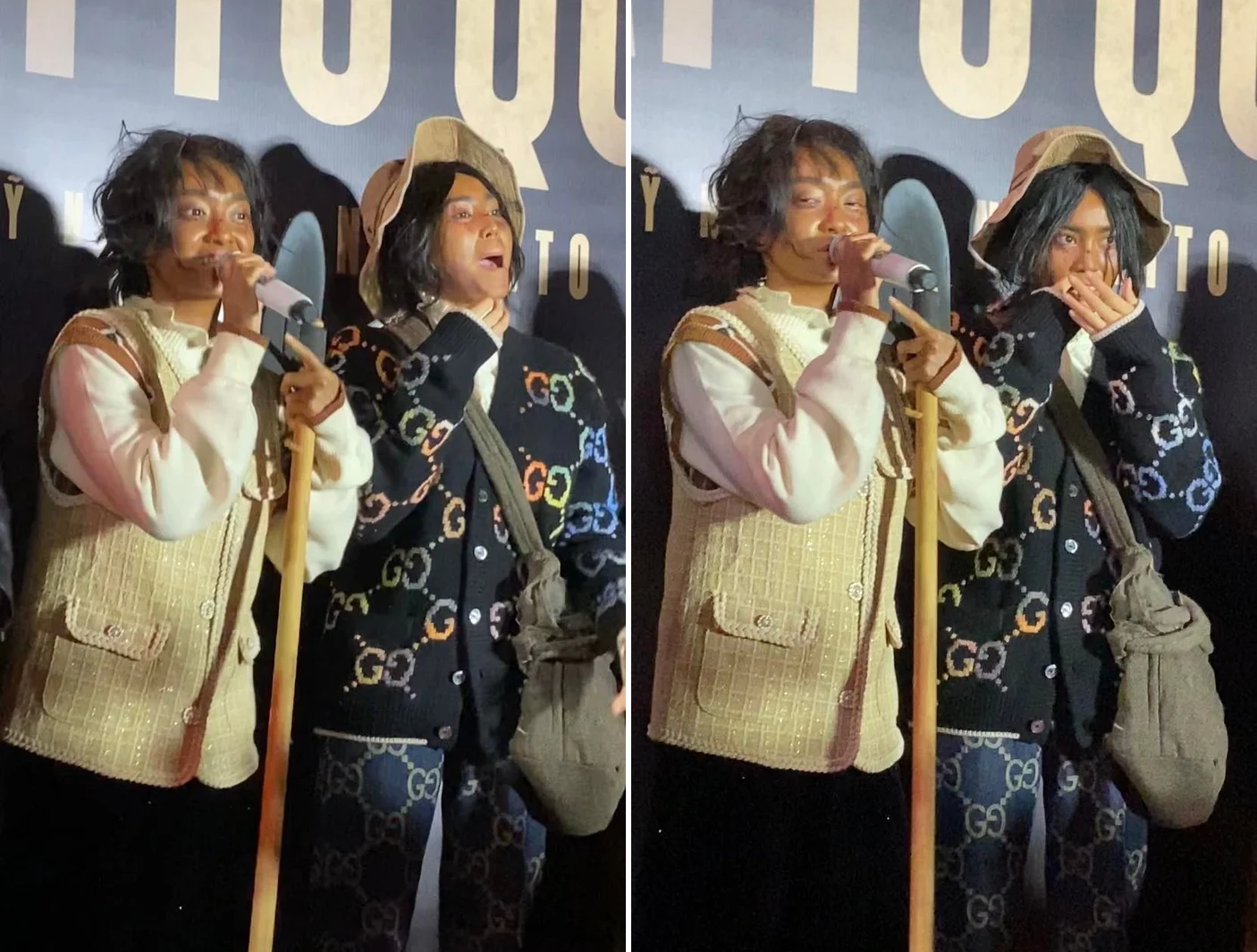 Hình tượng bất ngờ của Ninh Dương Lan Ngọc tại buổi họp báo. Ảnh internet