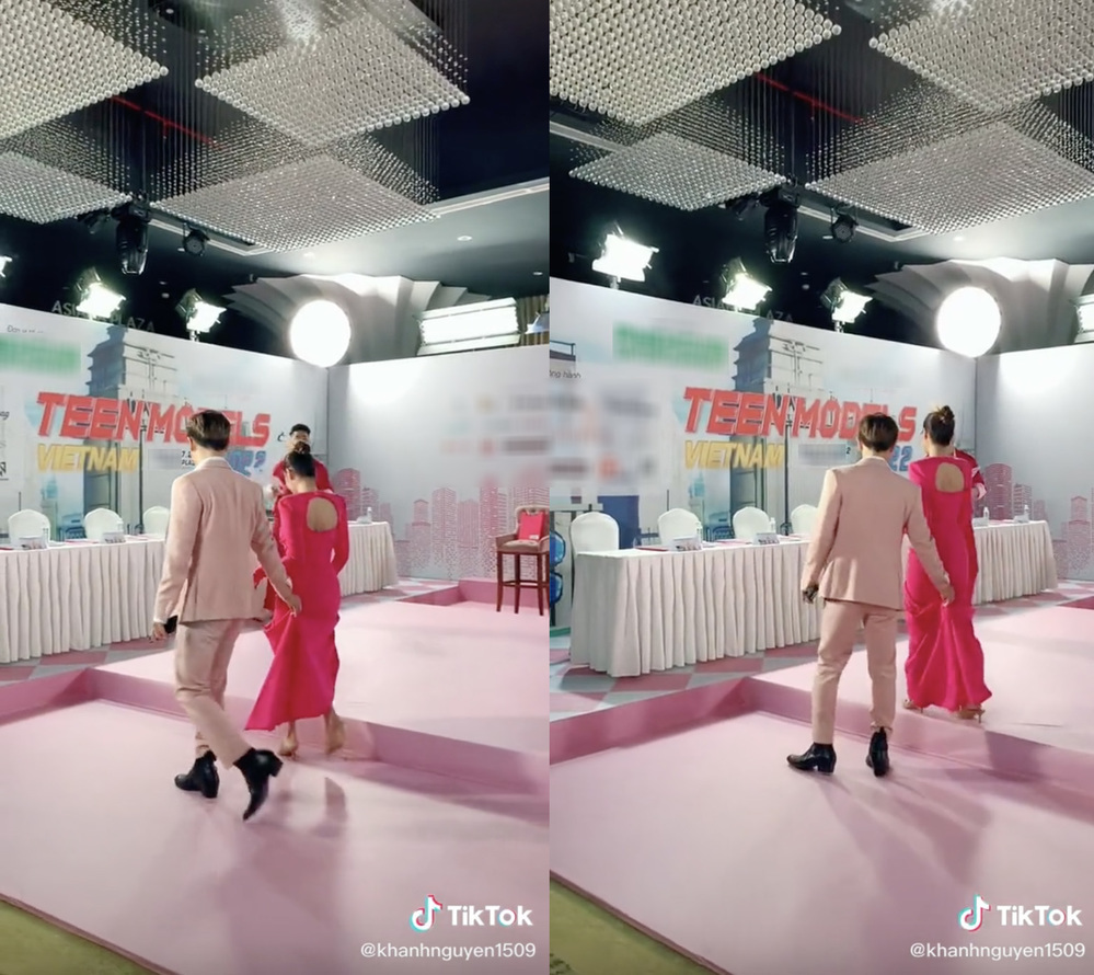 Trần Anh Huy còn nâng váy giúp Midu khiến nhiều người chú ý. Ảnh cắt từ clip