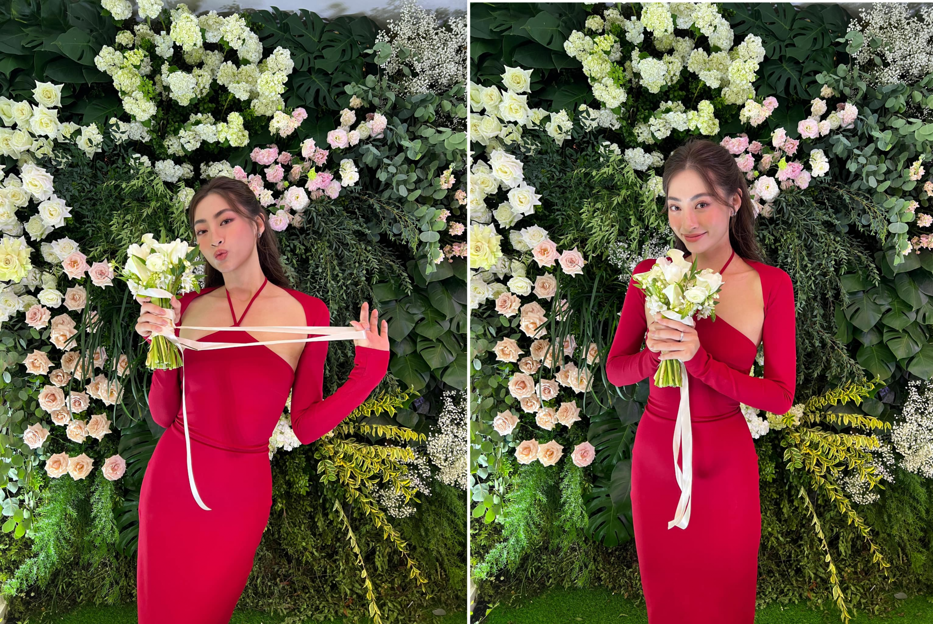 Lương Thùy Linh khoe hình ảnh nhận được hoa cưới. Ảnh FBNV