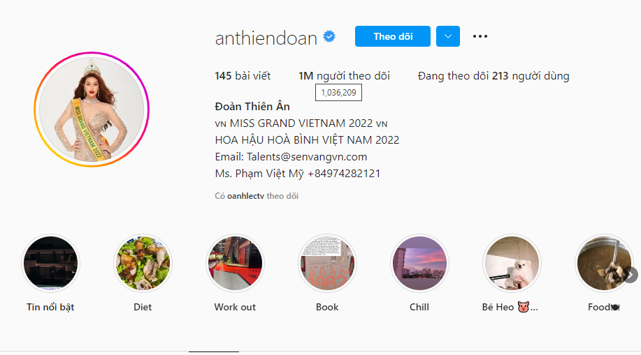 Đoàn Thiên Ân đón tin vui sau khi trượt khỏi top 10 Miss Grand International 2022. Ảnh chụp màn hình