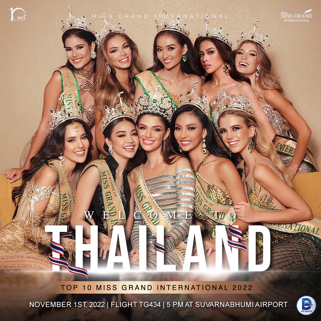 Dàn người đẹp đăng quang trong Miss Grand International 2022. Ảnh IG Nawat