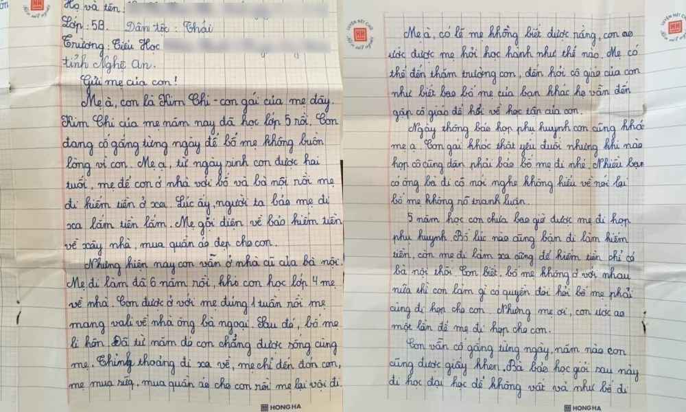 Khóc nghẹn trước bức thư tay gửi mẹ của một bé gái lớp 5, mong một lần được mẹ đi họp phụ huynh - Ảnh 1