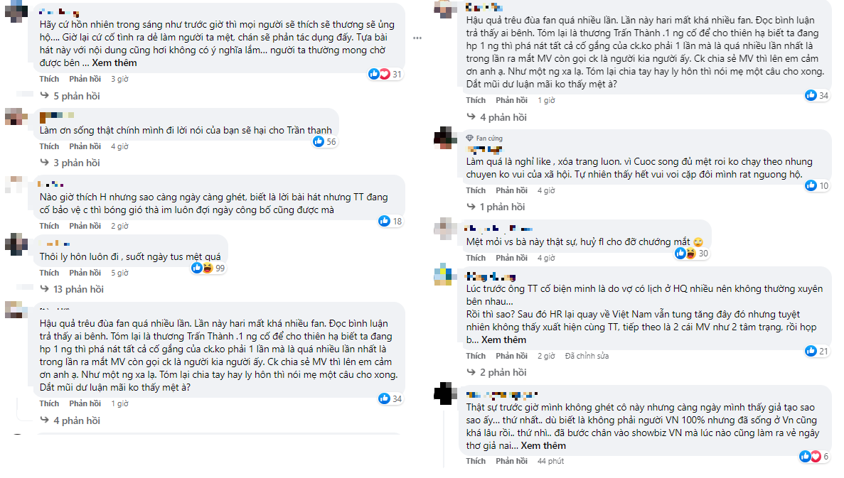 Dù đã giải thích là lời bài hát nhưng Hari Won lại hứng chịu nhiều chỉ trích của cộng đồng mạng. Ảnh chụp màn hình