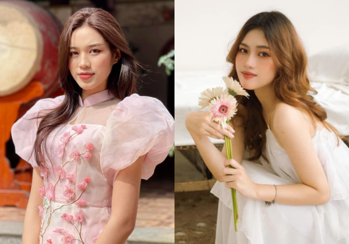 Minh Thư (phải) và hoa hậu Đỗ Thị Hà (trái) có nét hao hao giống nhau. Minh Thư (phải) và hoa hậu Đỗ Thị Hà (trái) có nét hao hao giống nhau.