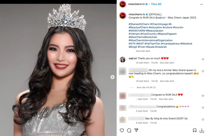 Đại diện Nhật Bản từng tham gia MGI đăng ký thi Miss Charm 2023. Ảnh chụp màn hình