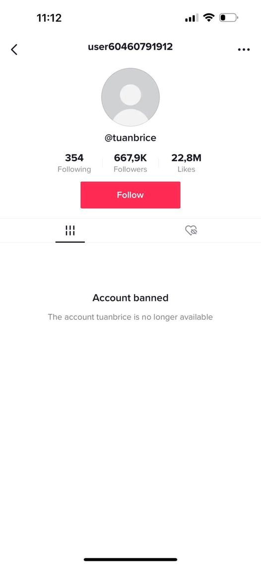 TikToker Nờ Ô Nô bị bay màu kênh tiktok cá nhân. Ảnh chụp màn hình