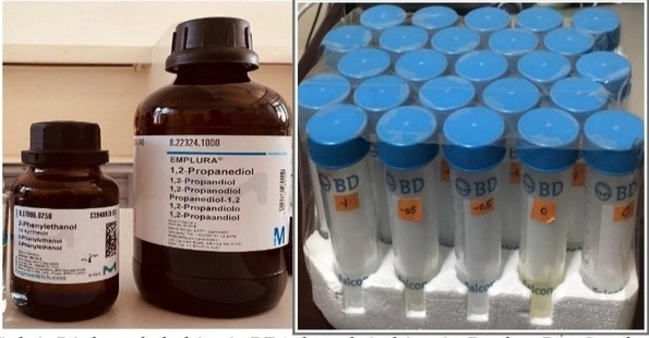 Bộ dung dịch thử mùi đang sử dụng tại khoa Tai mũi họng, BV Bạch Mai