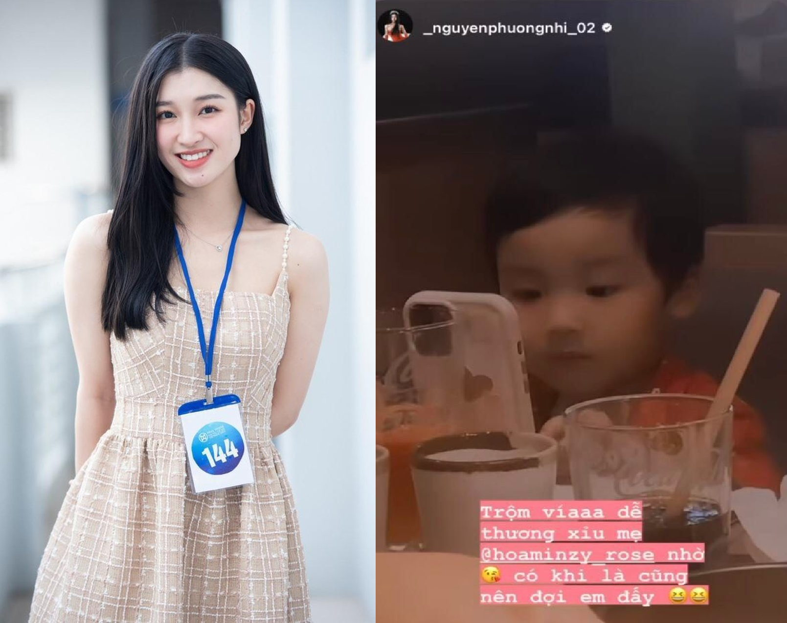 Phương Nhi bày tỏ tình cảm với con trai Hòa Minzy. Ảnh FBNV