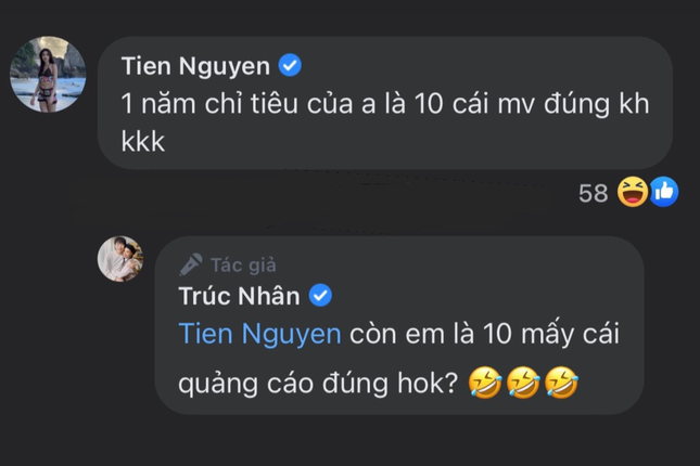 Màn tương tác đầy thú vị của Trúc Nhân và Hoa hậu Thùy Tiên. Ảnh chụp màn hình