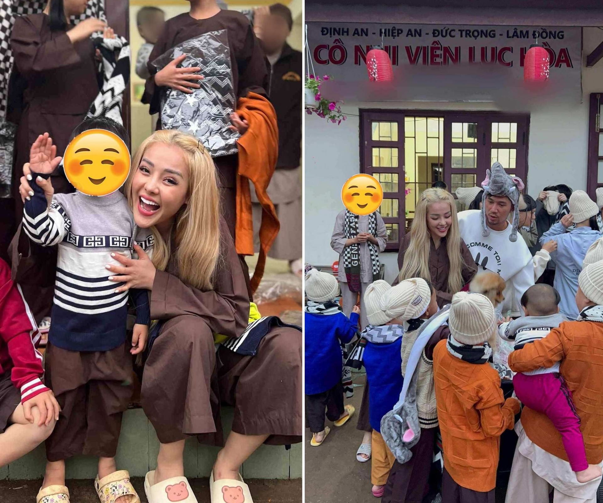 Cô còn vô cùng thân thiết với các em nhỏ nơi đây. Ảnh FBNV