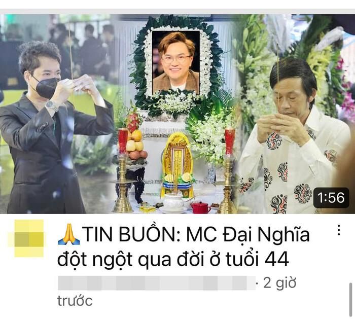 Đại Nghĩa bị đồn qua đời. Ảnh chụp màn hình Đại Nghĩa bị đồn qua đời. Ảnh chụp màn hình