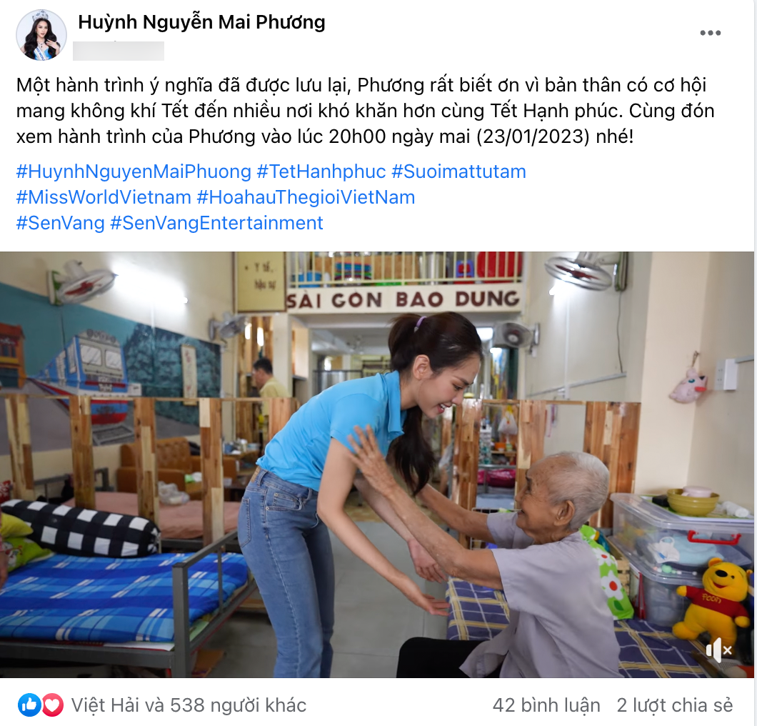 Động thái mới nhất của Hoa hậu Mai Phương. Ảnh chụp màn hình